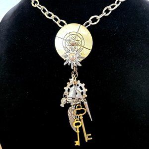 #545 Nautical Charm & Drop-Tassel Pendant Necklace